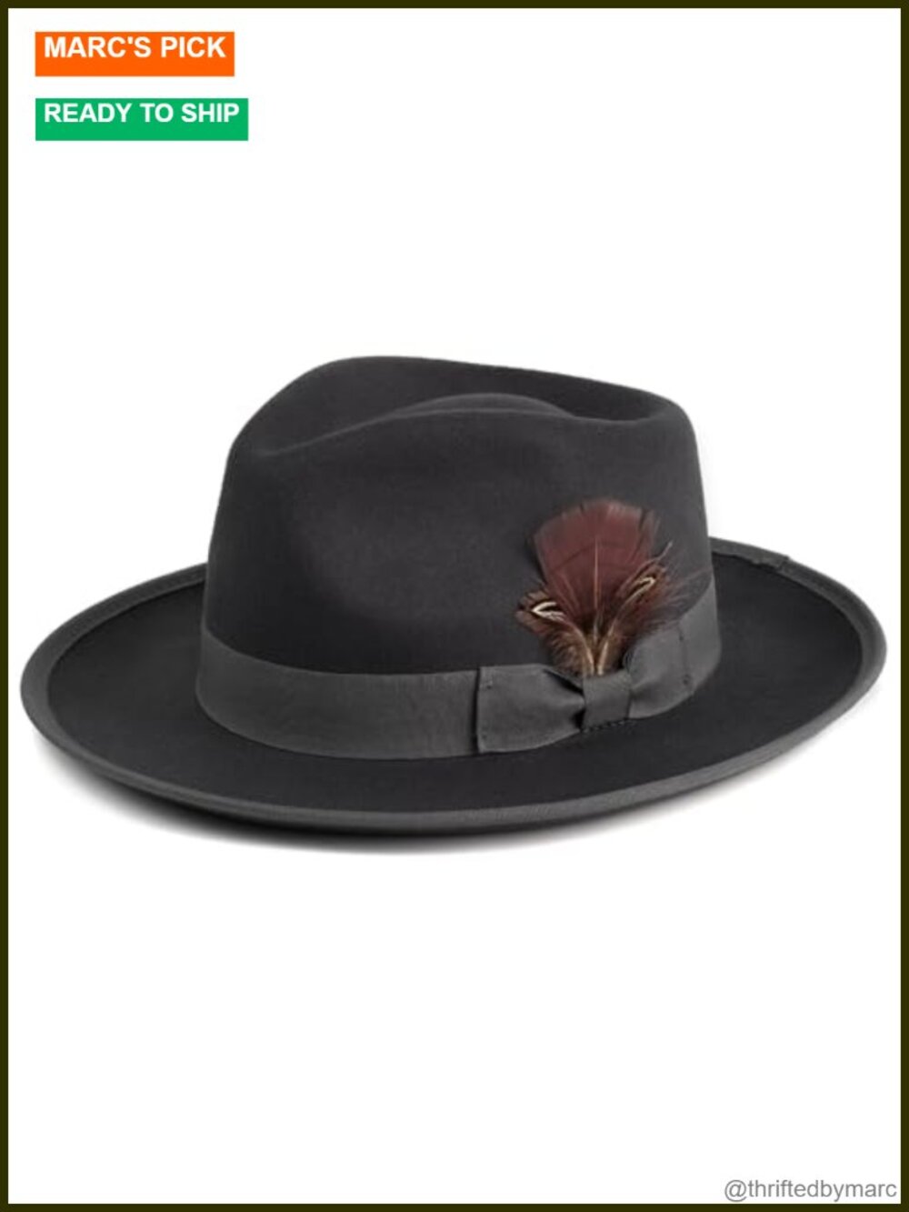 Wide Brim Fedora Hat with Feathers - Unisex Felt Trilby, Adjustable